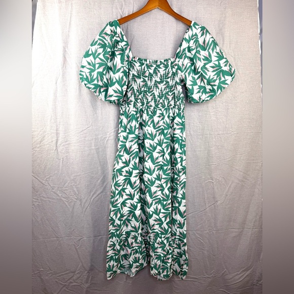 THML smocked puff sleeve tropical print dress - Picture 3 of 4